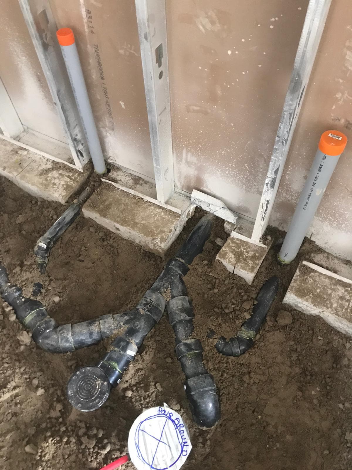 Underground drain pipe rough-in - FDR Plumbing, Milton, ON