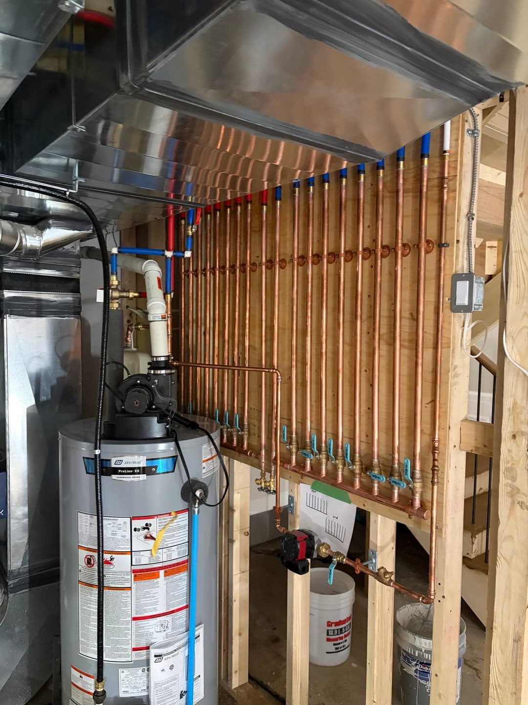 Water heater and copper manifold installed by FDR Plumbing in Milton, ON